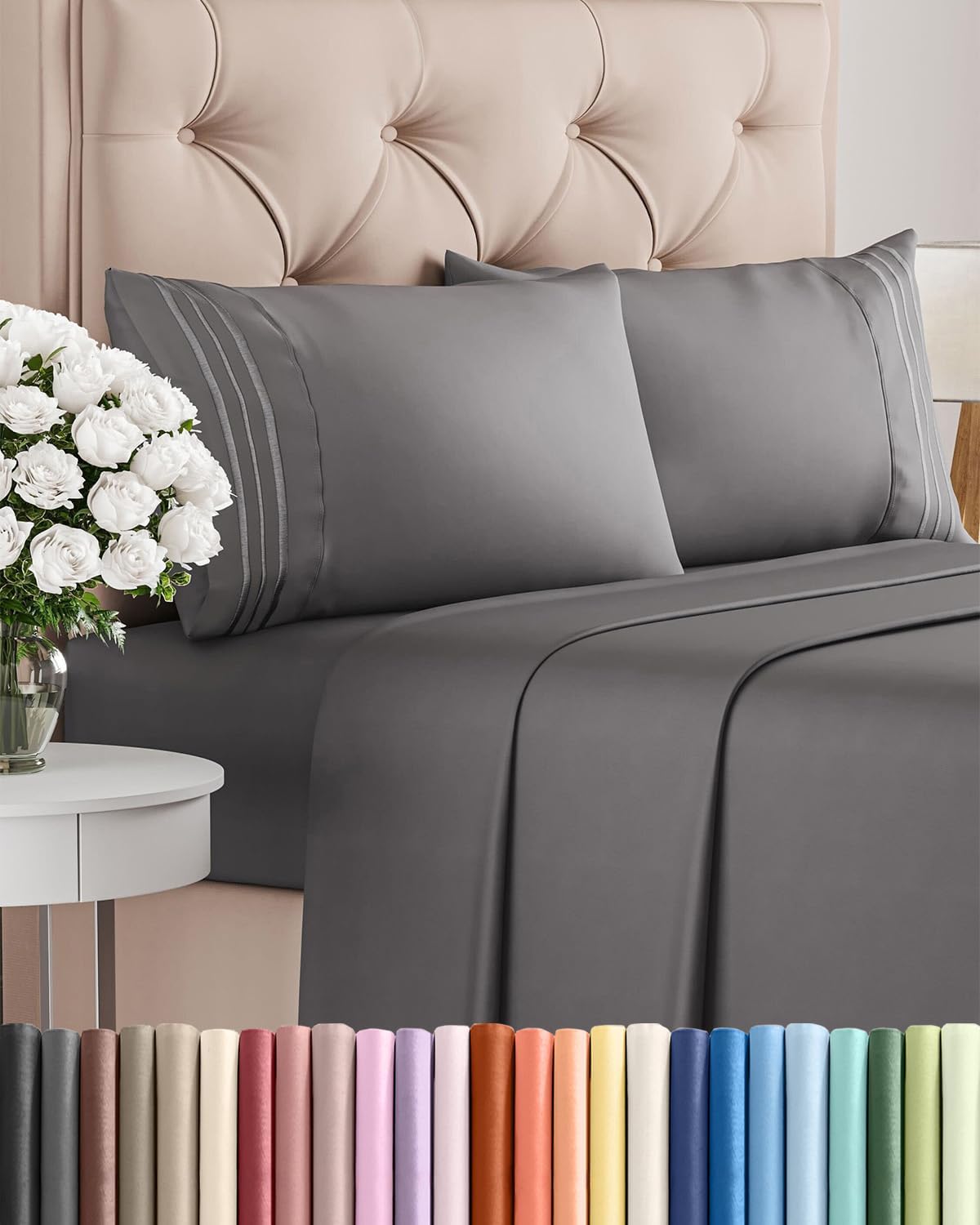 Ultra-Soft Cooling Bed Sheet Set – 4-Piece Deep Pocket, Wrinkle-Free Luxury Bedding